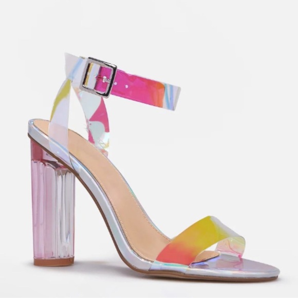 NIB New Hanna Transparent Iridescent Heeled Sandals - Picture 4 of 15